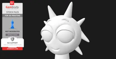 3D model of a character with spikes on its head and closed eyes, designed for 3D printing.