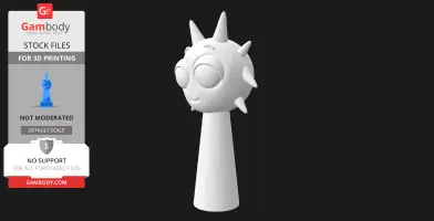 Stylized 3D character bust with spiky hair and closed eyes, designed for 3D printing.