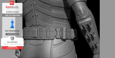Close-up of a detailed 3D model of a utility belt and armor, designed for 3D printing.