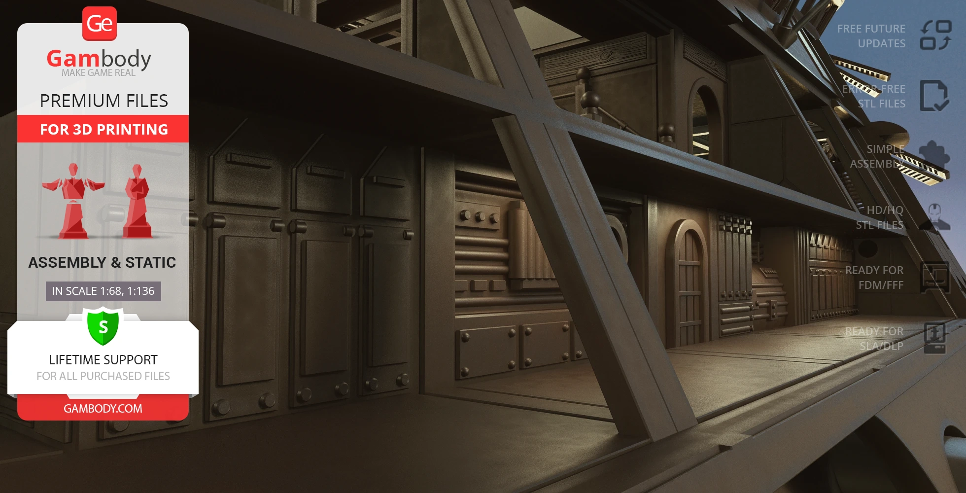 Detailed 3D model of Khetanna Sail Barge interior for 3D printing from Gambody, showing intricate designs.