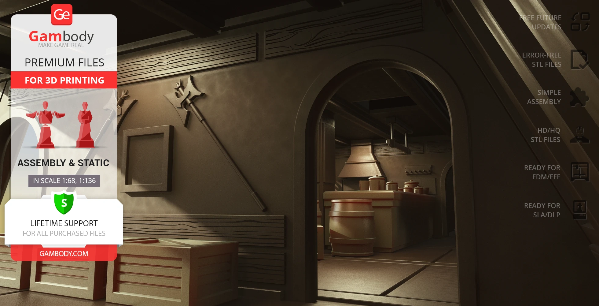 Interior view of a detailed 3D model resembling a sci-fi spacecraft room, with arches and decor elements.