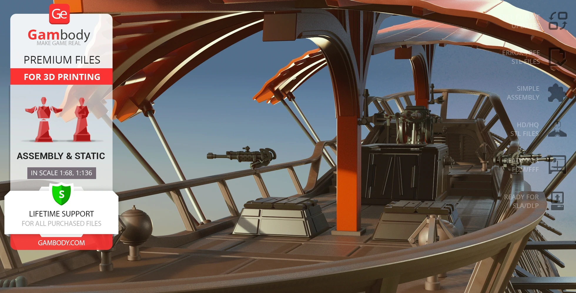 Interior view of a detailed 3D model of Khetanna Sail Barge with assembly instructions and support info.