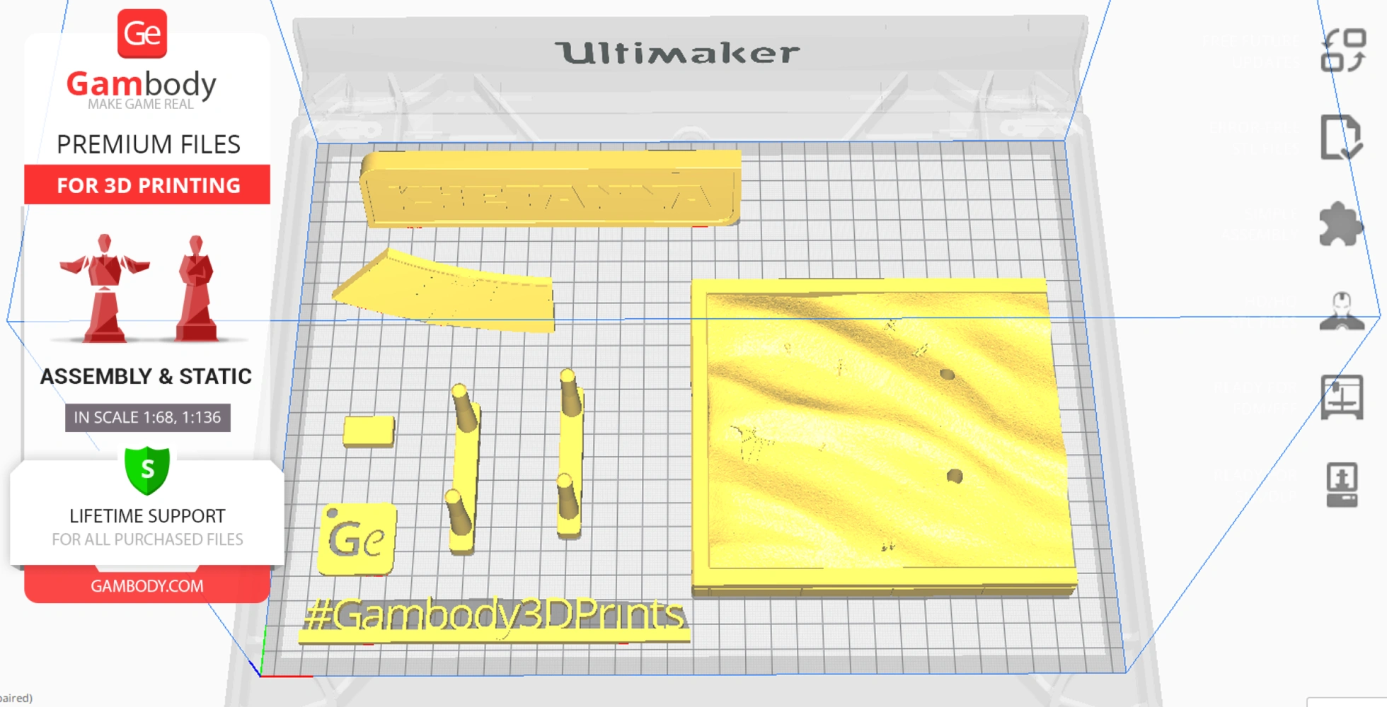 3D model parts for Khetanna Sail Barge on Ultimaker grid, ready for printing.