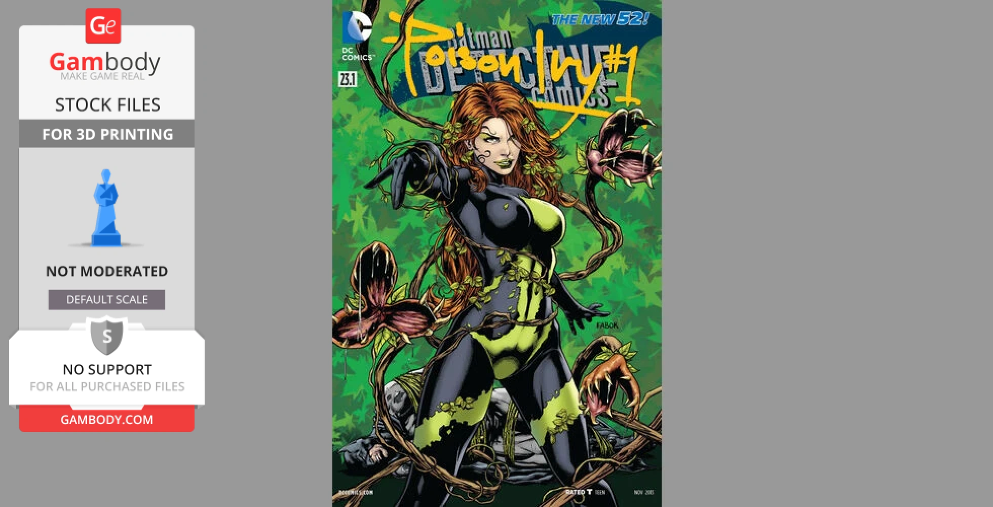 Comic cover: Poison Ivy ensnaring with vines, standing over a defeated figure. Lush green background.