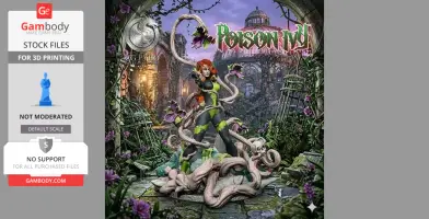 Poison Ivy surrounded by vines, standing over a defeated Batman in a garden setting.