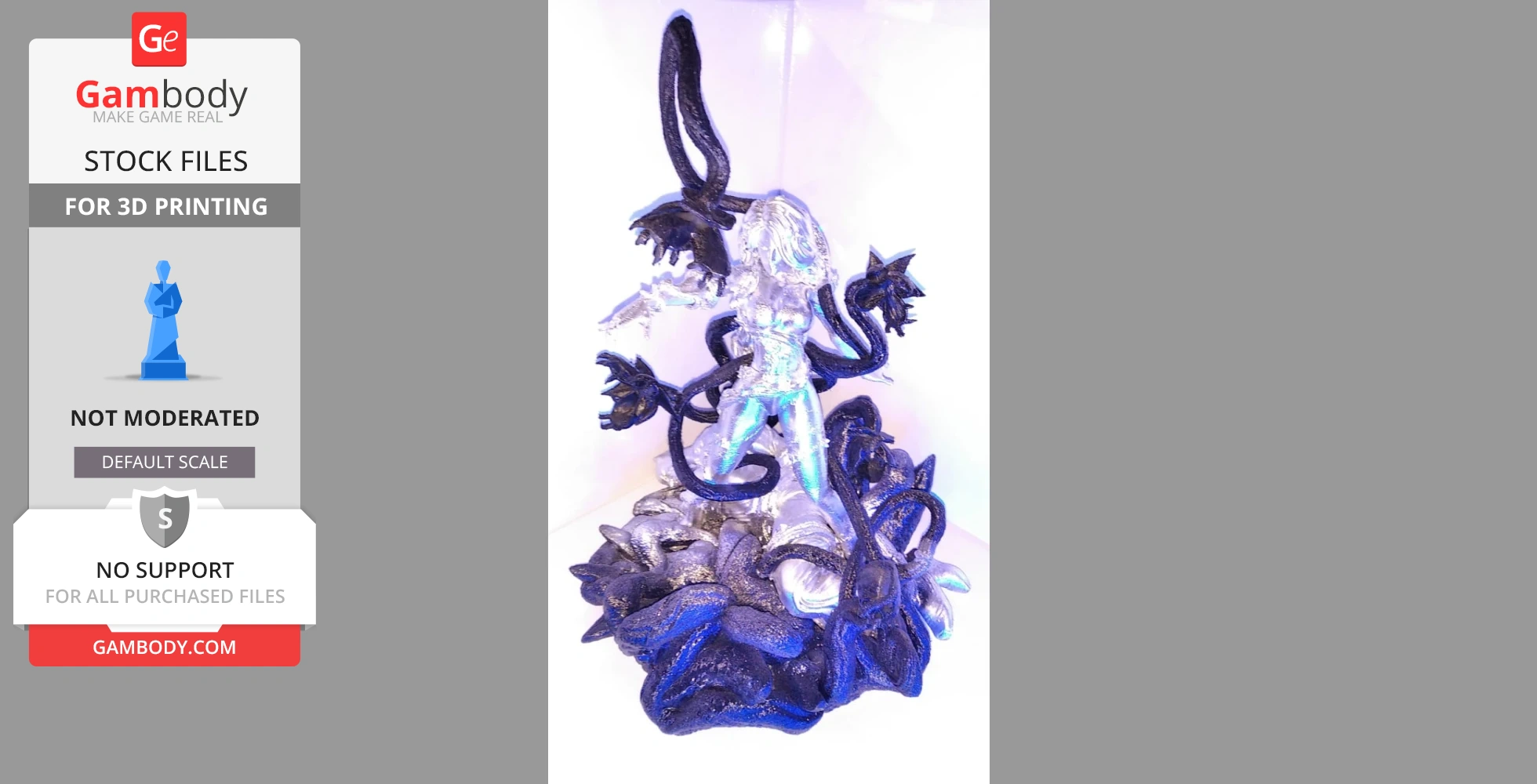 A detailed 3D model depicts a character intertwined with large, twisting plants.