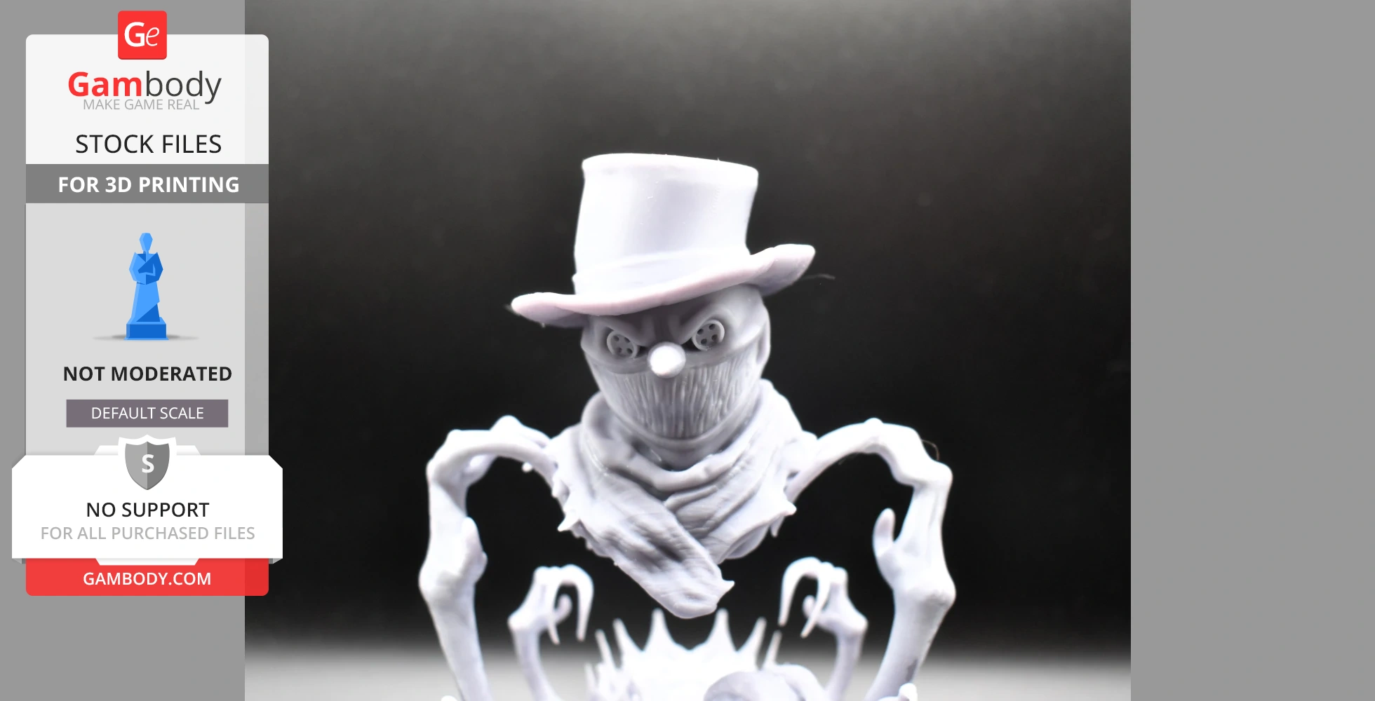 A spooky snowman-like figure with a top hat and scarf, featuring skeletal arms and a menacing expression.
