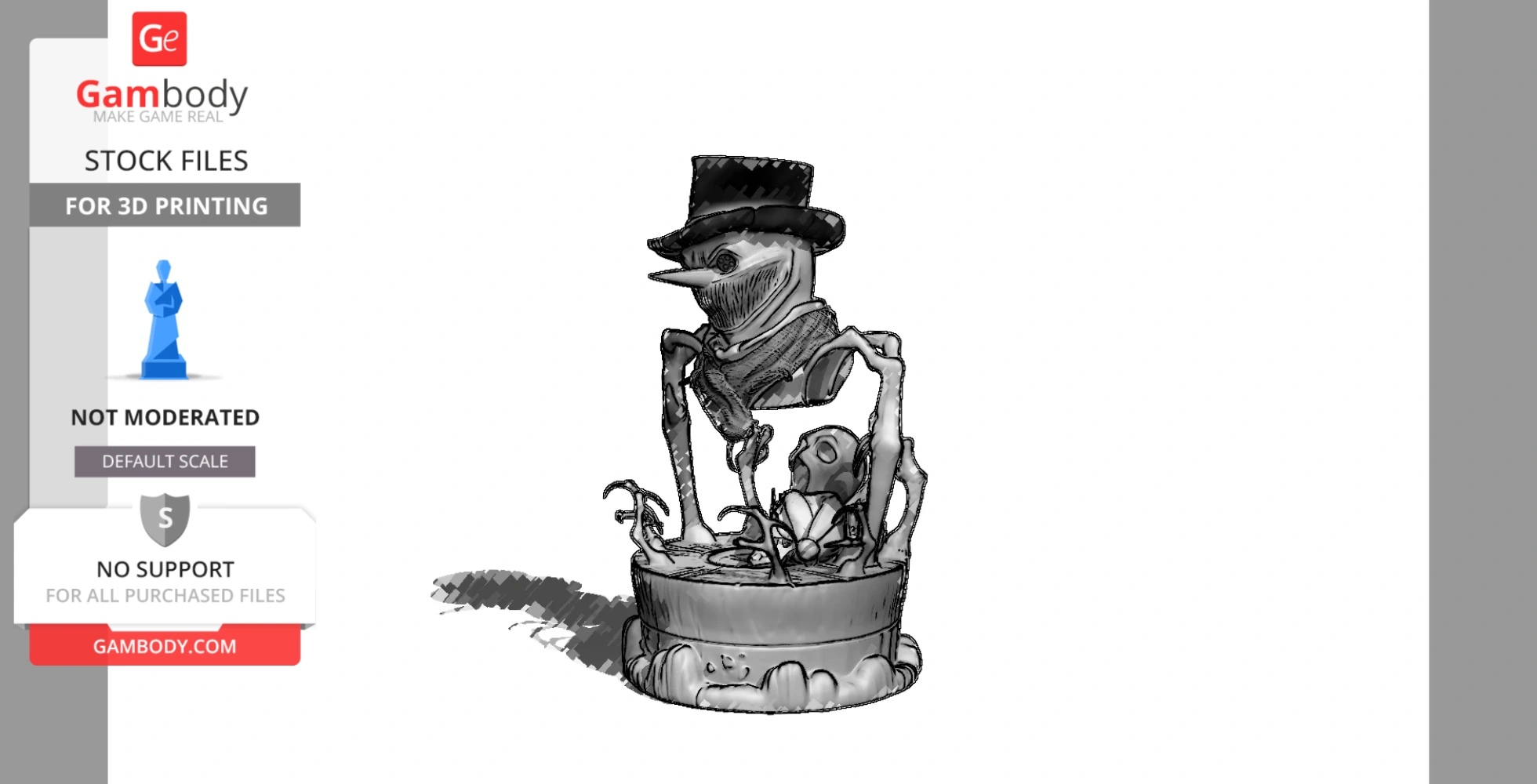 A skeletal snowman with a top hat and scarf, standing in a circular base with skeletal arms protruding.