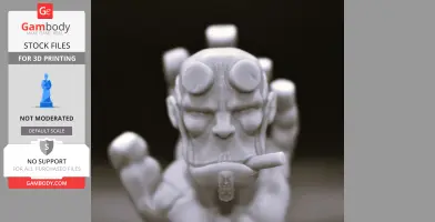 3D print model of a muscular figure with a cigar and horns, resembling a comic book character's hand.