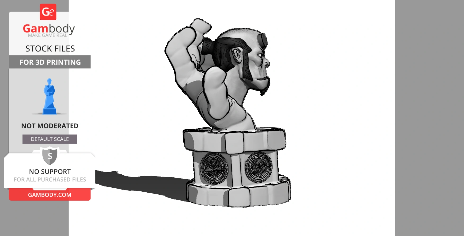 3D model of Hellboy’s Right Hand of Doom with detailed head on cylindrical base.