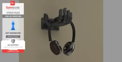 3D model of a wall-mounted hand used as a headphone hanger.