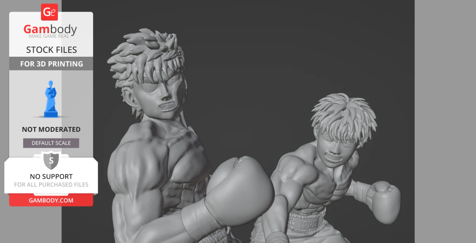 Two detailed boxers locked in combat, captured in a dynamic 3D model pose.