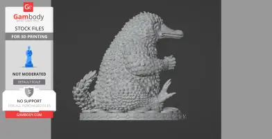 A spiky, creature-like 3D model in a seated pose on a circular base, designed for 3D printing.