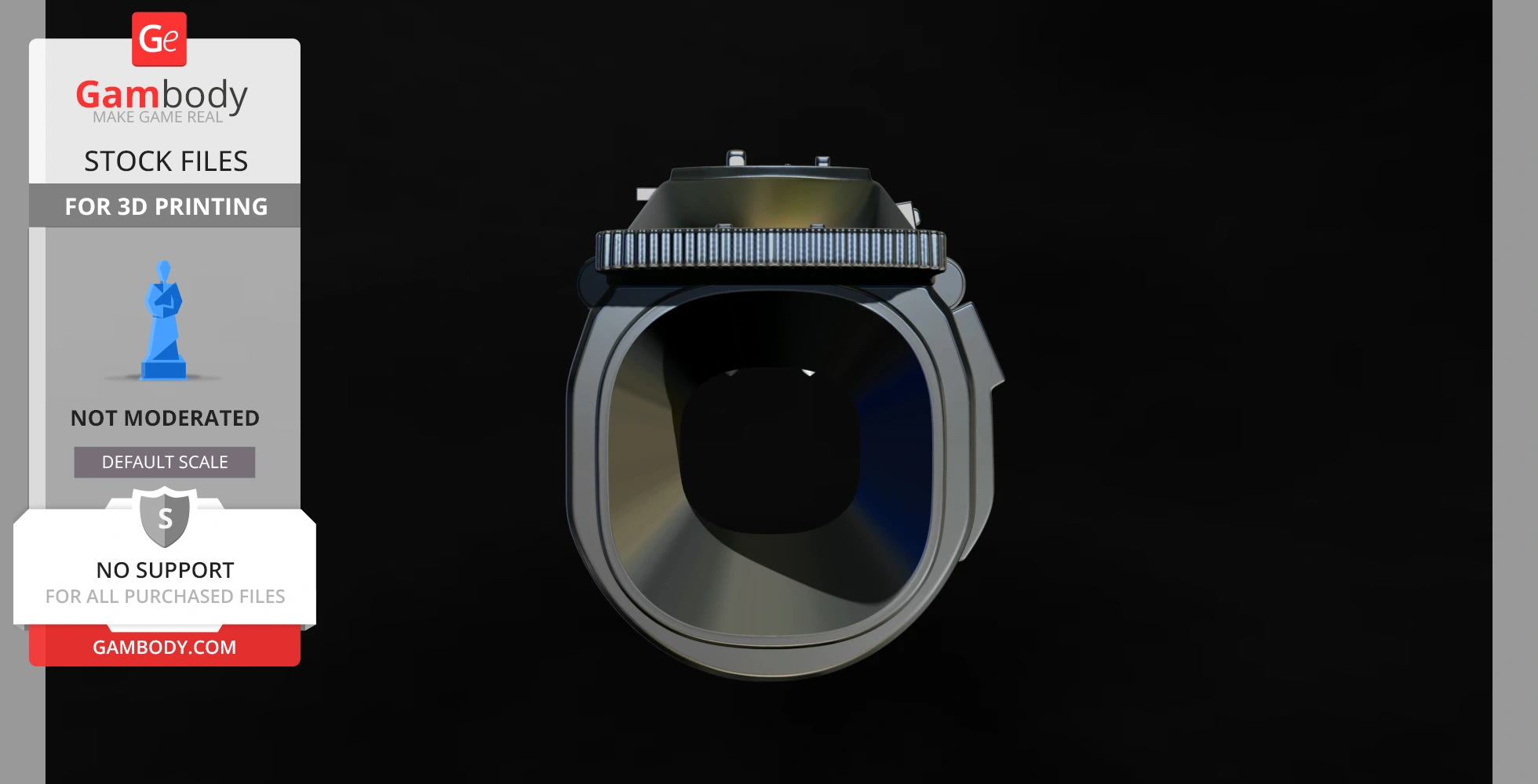 3D model of a Predator gauntlet forearm, showcasing its detailed structure for printing.