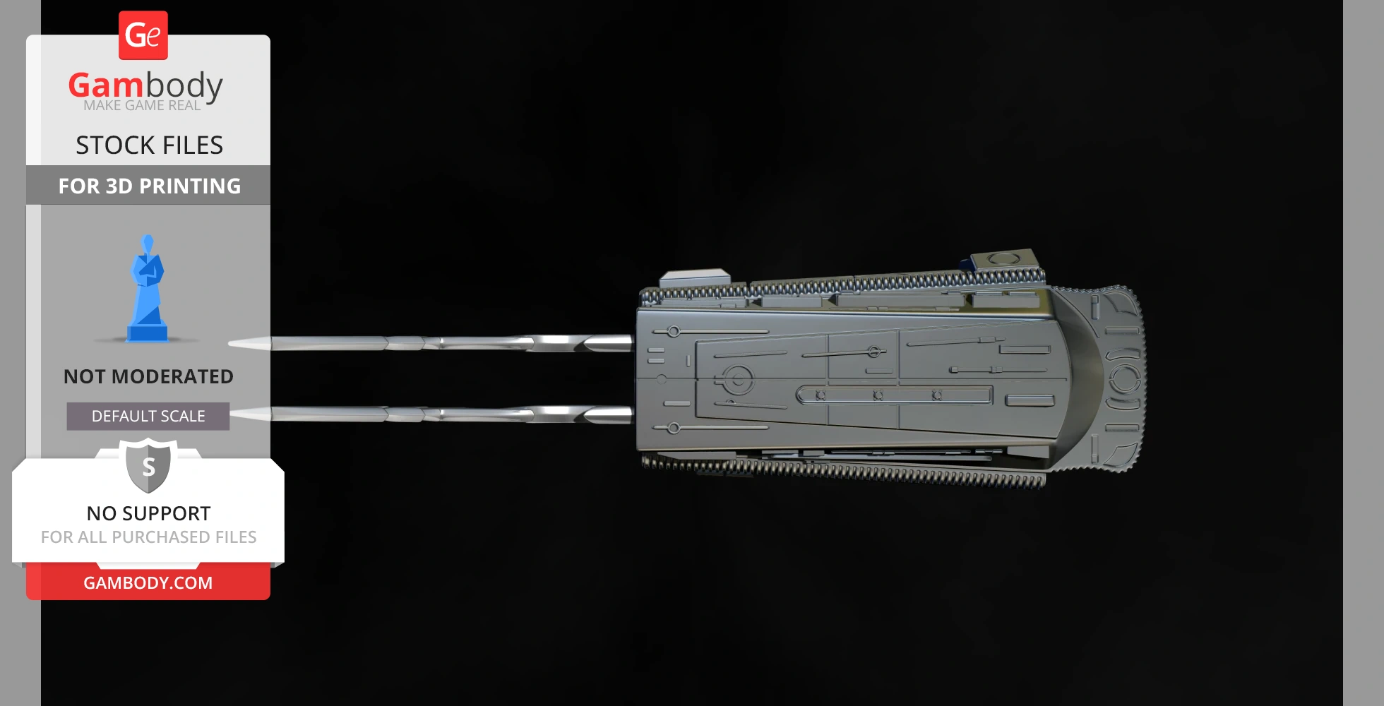 Futuristic right forearm gauntlet model with extended blades for 3D printing.