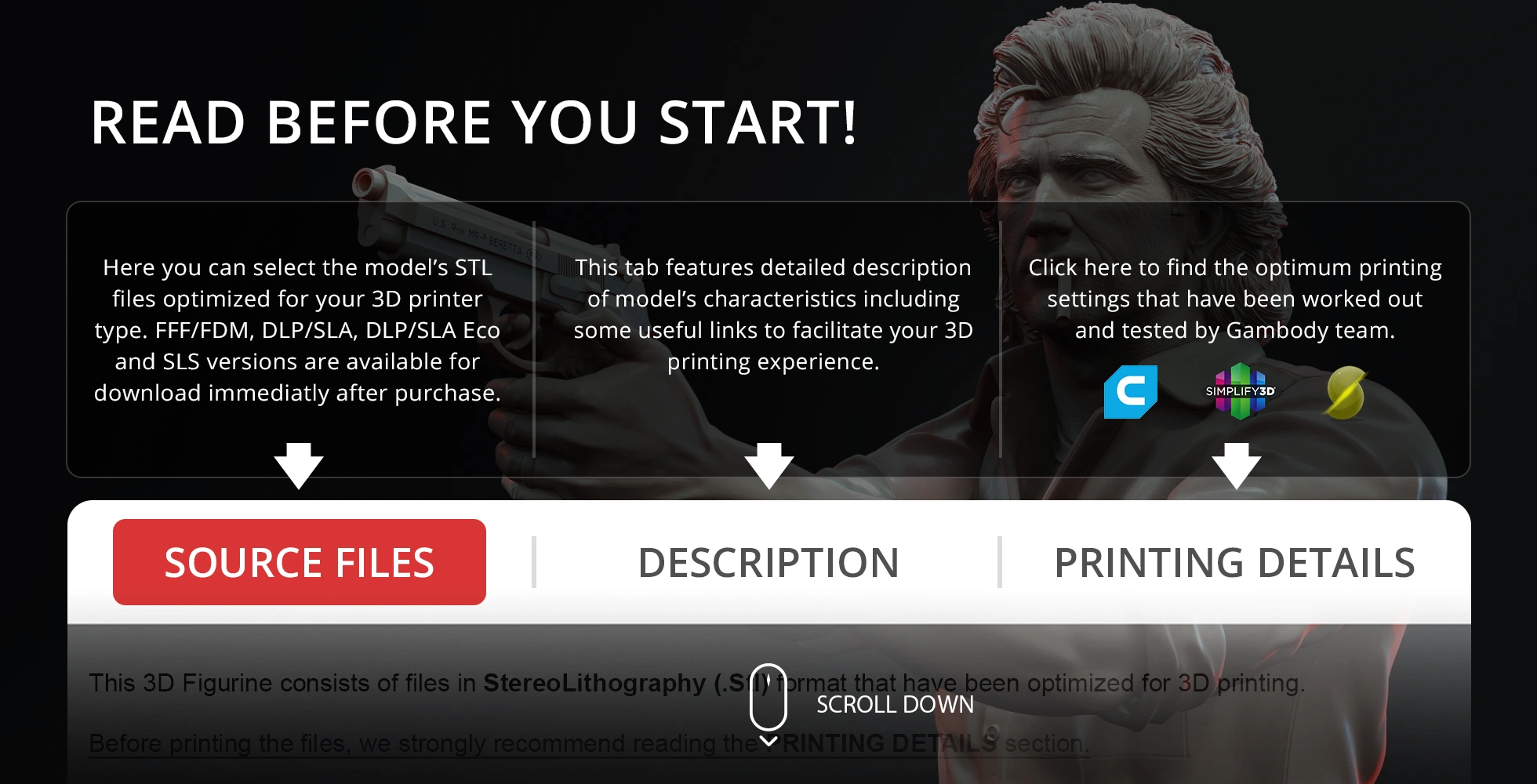 3D model of Martin Riggs from Lethal Weapon, ready for 3D printing with STL files.