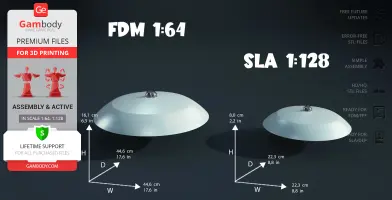 Two 3D models of the Jupiter 2 spacecraft in different scales for 3D printing.