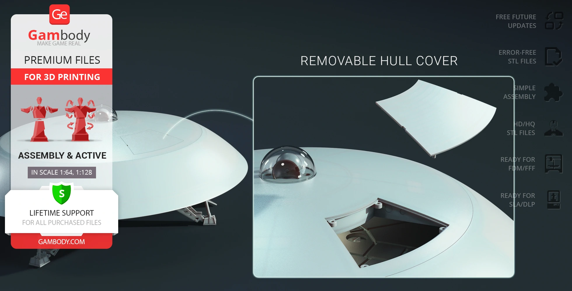 High-quality 3D model of the Jupiter 2 spaceship with a removable hull cover for detailed assembly.