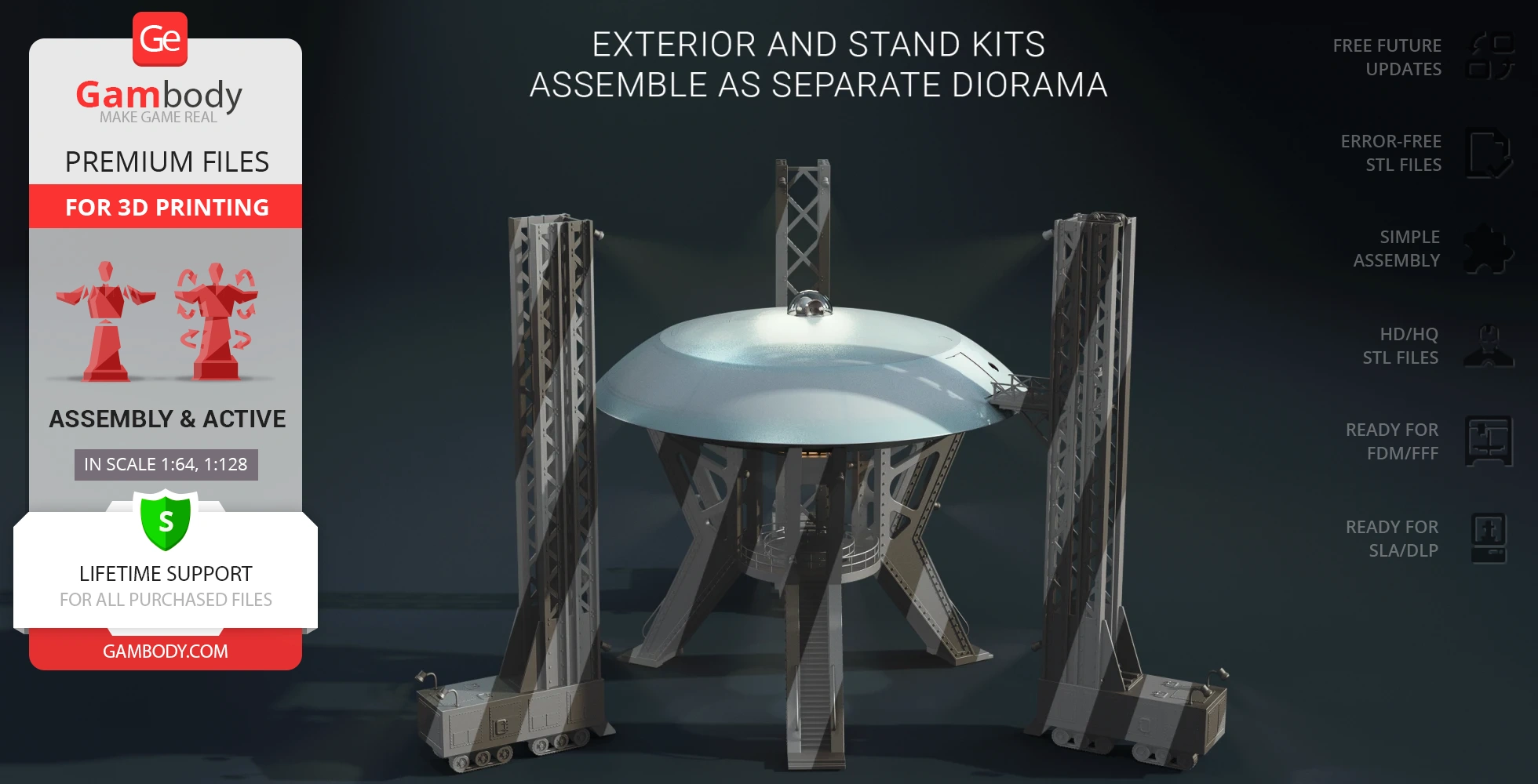 Model of the Jupiter 2 spacecraft with docking structure, designed for 3D printing.