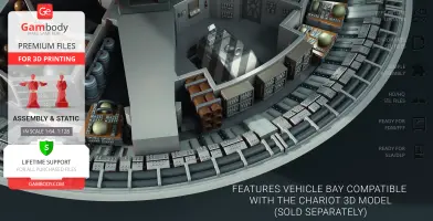 Detailed 3D model of a spaceship interior, showcasing futuristic control panels and equipment.