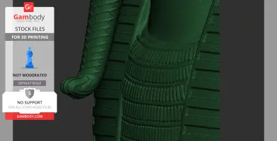 Green 3D model display showing detailed texture of Tutankhamun's mask for printing.