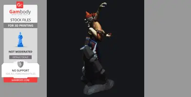 Dynamic 3D model of Wilykat from Thundercats, posed energetically on a rocky base.