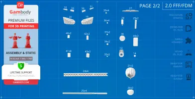 Blueprint layout displaying various 3D printable parts for assembling the Enterprise NX-01 model.