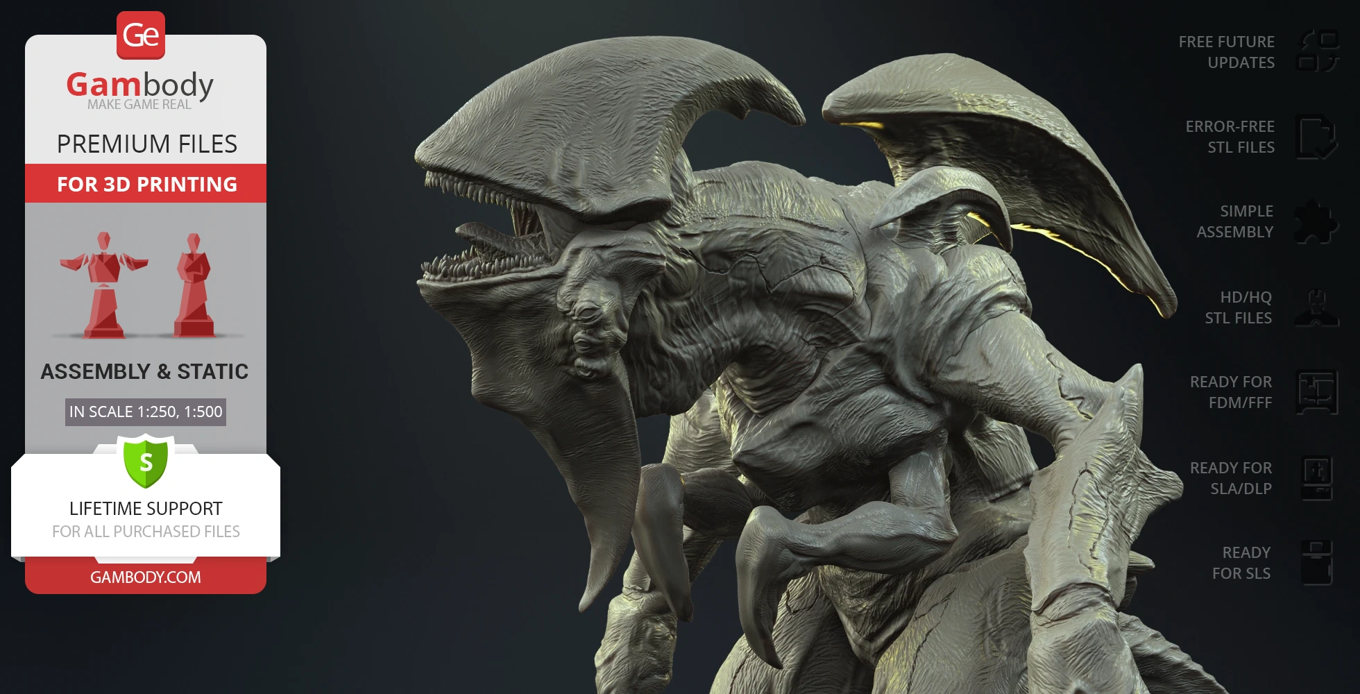 A detailed 3D model of Mutavore Kaiju from Pacific Rim, showcasing textured skin and multiple limbs.