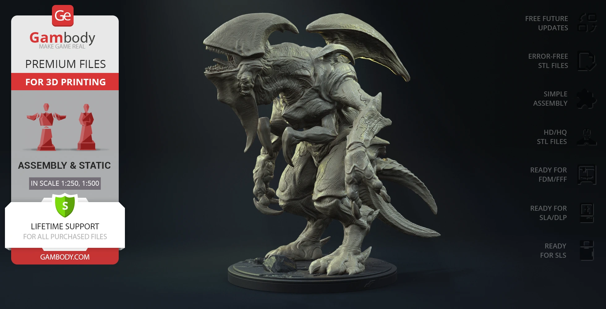 A detailed 3D model of Mutavore Kaiju from Pacific Rim, showcasing its monstrous features on a display base.