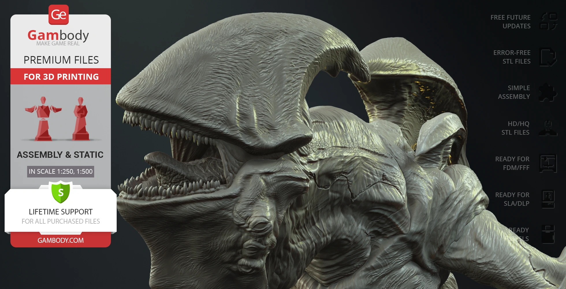 A detailed 3D model of Mutavore Kaiju from Pacific Rim, showcasing its texture and fierce facial features.