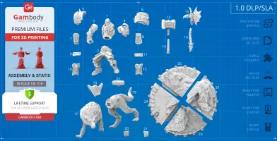 3D model parts of Thrall from World of Warcraft, detailed for 3D printing with assembly instructions.