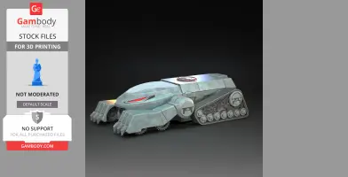 A 3D model of the Thundertank from 'Thundercats' with detailed treads and sleek design for 3D printing.