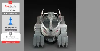 Futuristic tank with feline features, large cannon, and claw-like tracks, designed for 3D printing.