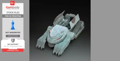 Futuristic tank model with cat-like features, designed for 3D printing, featuring tracks and a sleek cockpit.