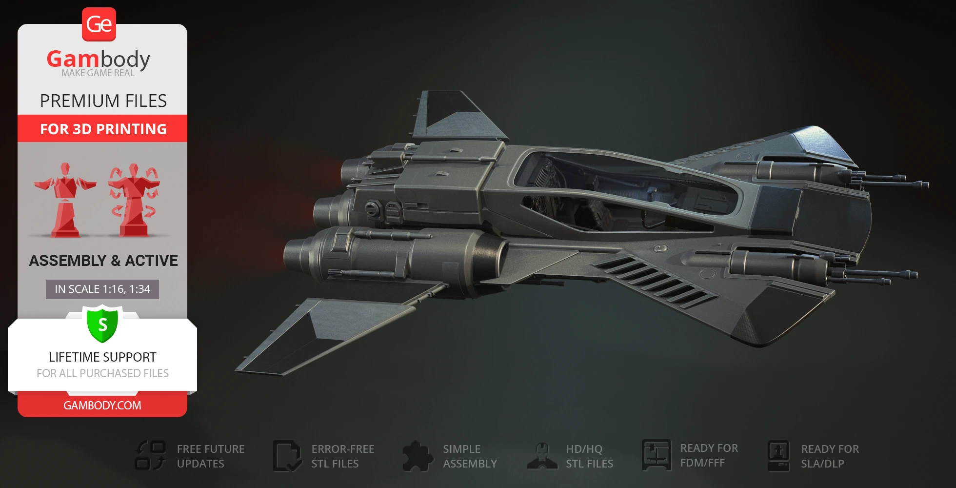 A detailed 3D model of a Star Wars-inspired Pirate Snub Fighter spacecraft, suitable for 3D printing.