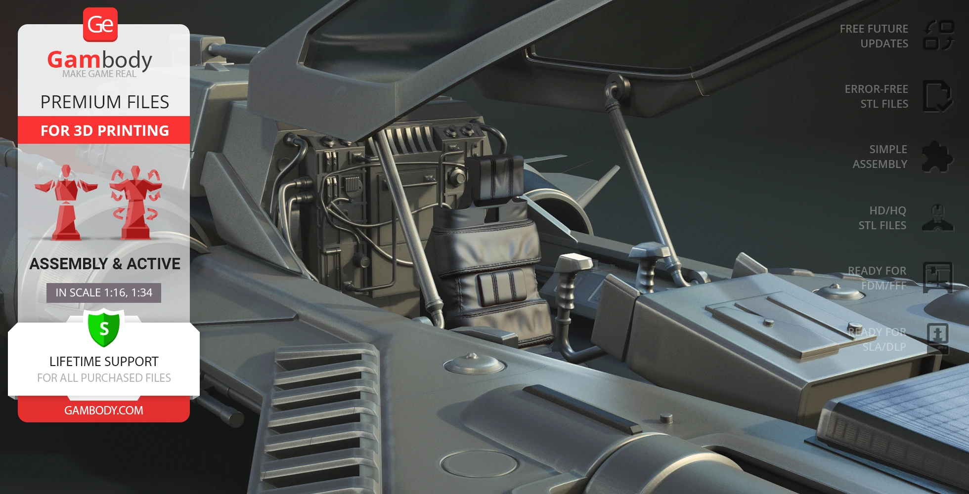 Detailed cockpit of a Star Wars-inspired Pirate Snub Fighter 3D model for printing.