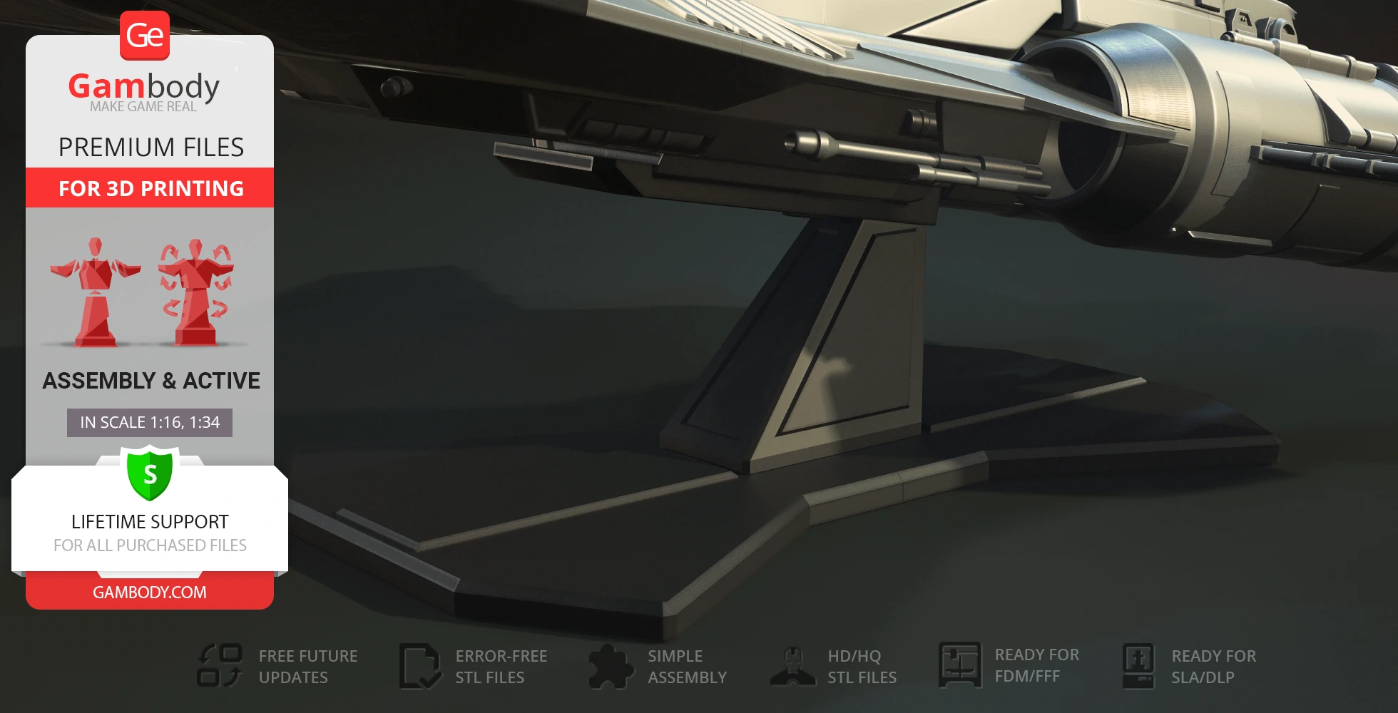 A detailed model base of a Star Wars Pirate Snub Fighter for 3D printing.