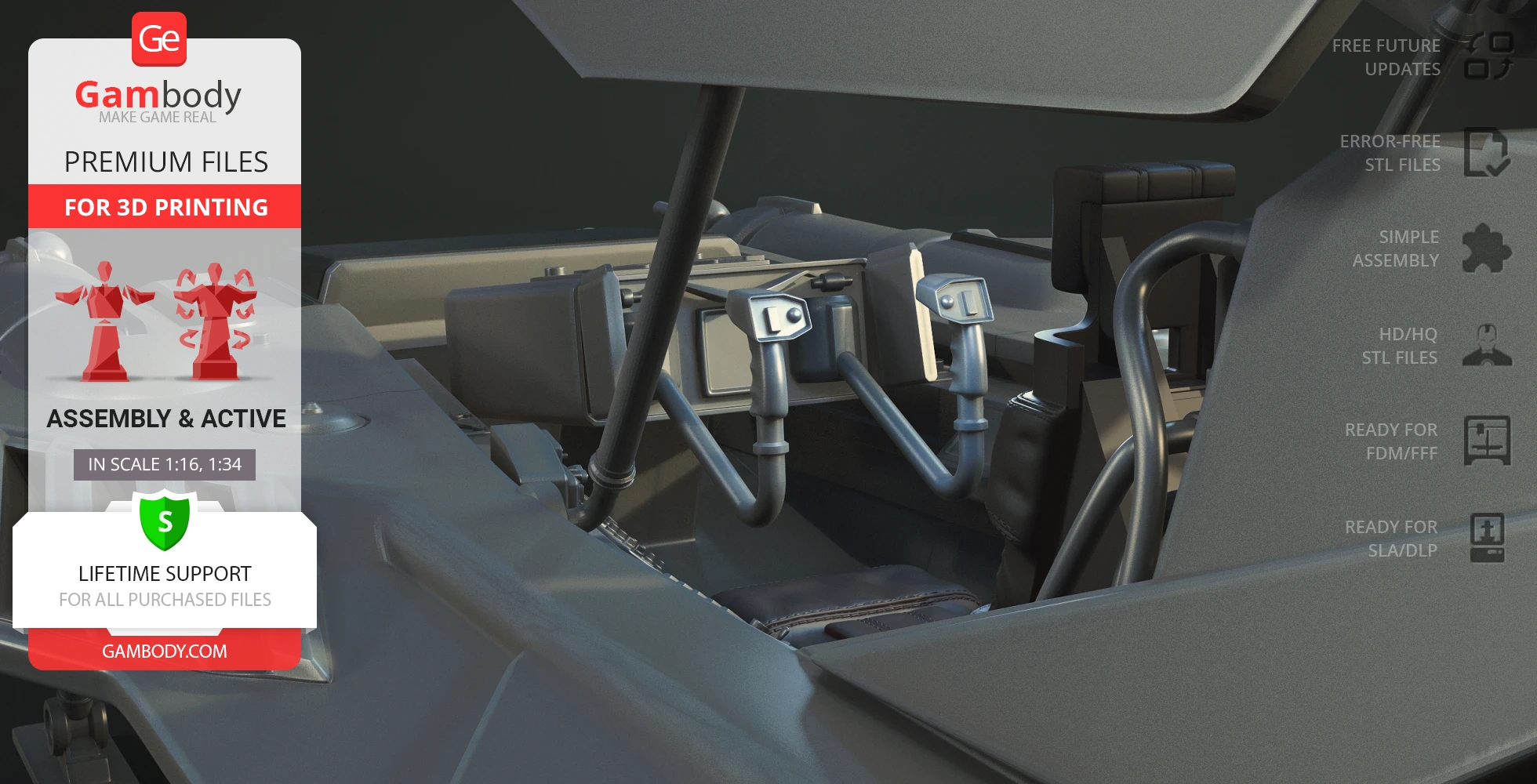 Detailed cockpit interior of a Star Wars Pirate Snub Fighter model for 3D printing.