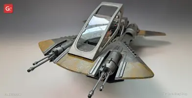 Detailed model of Star Wars Pirate Snub Fighter with twin blasters and cockpit canopy.