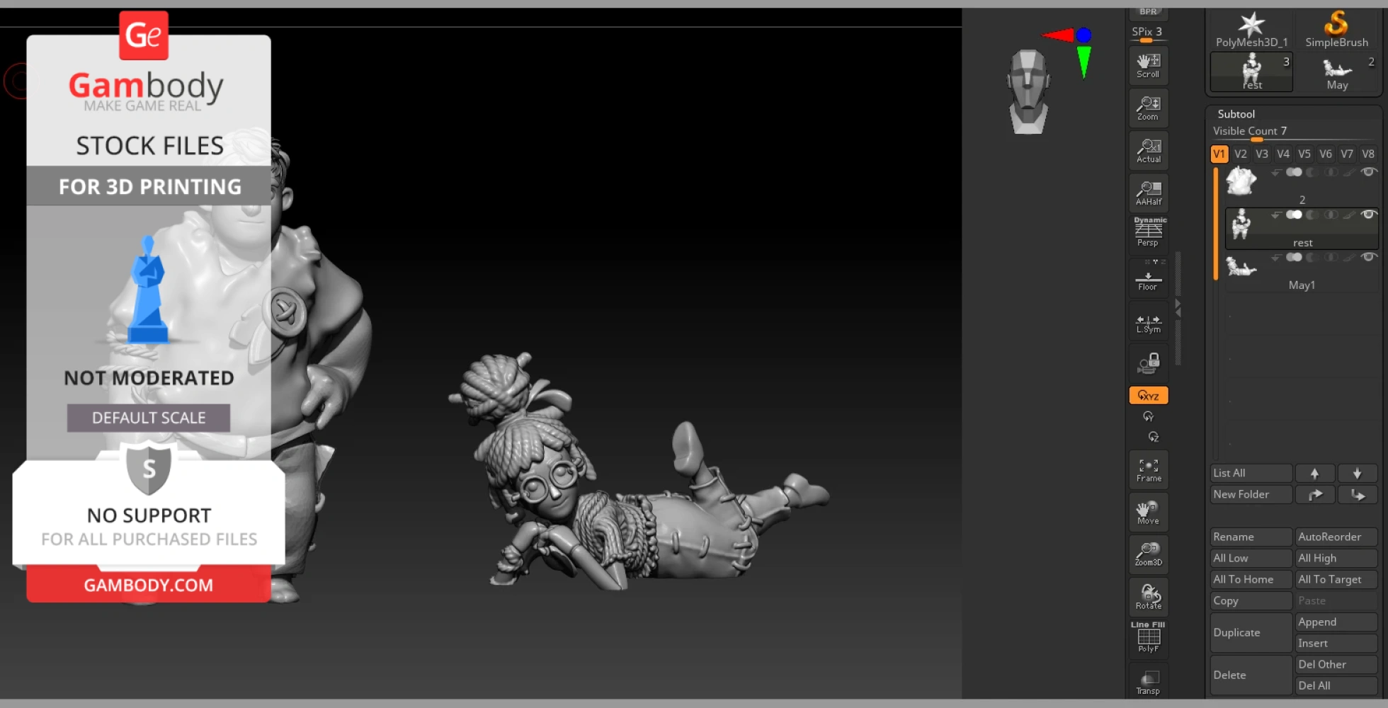 3D models of Cody standing and May lying down from 'It Takes Two' video game for 3D printing.