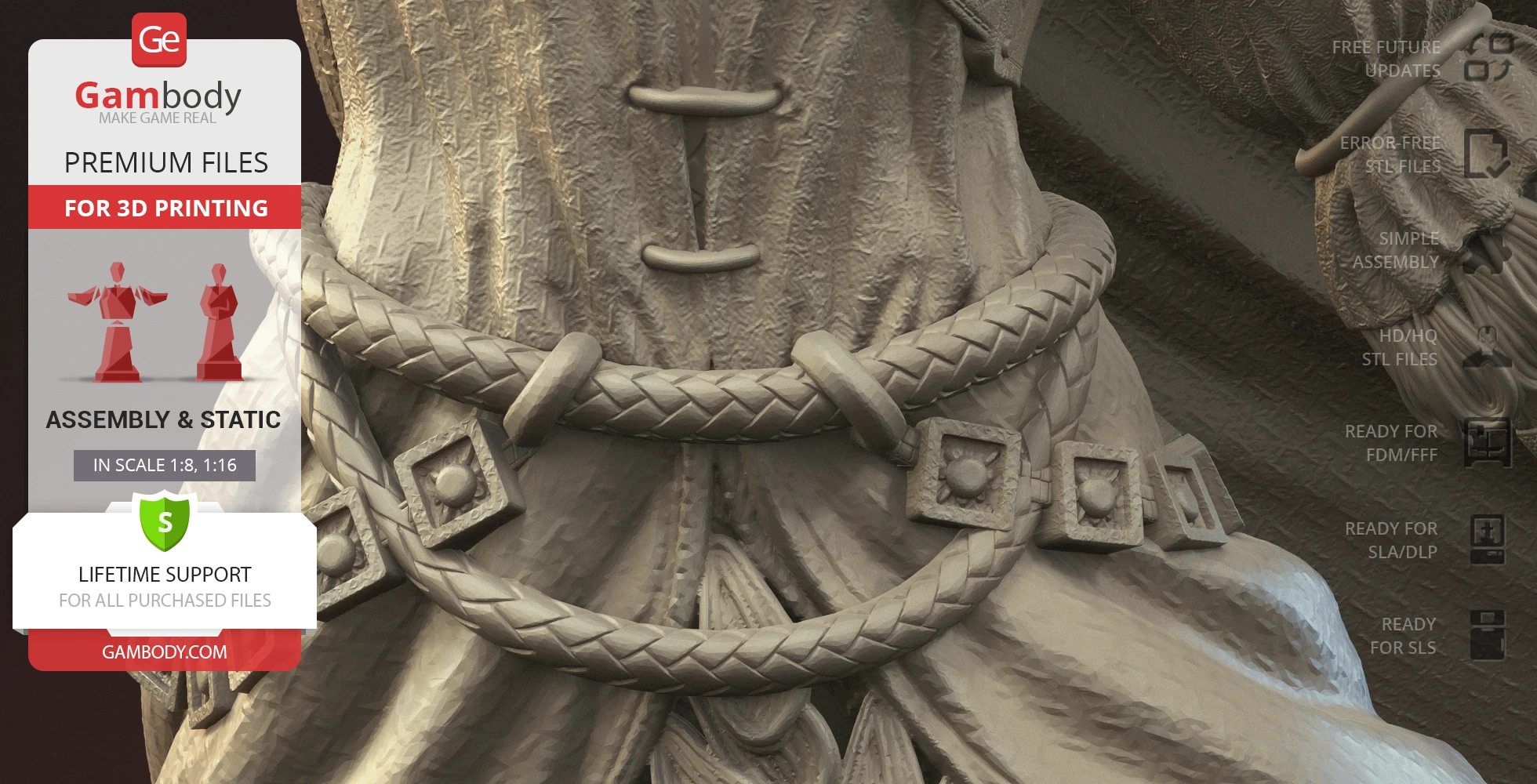 Intricately detailed 3D model of a braided belt and garment texture, ready for 3D printing.