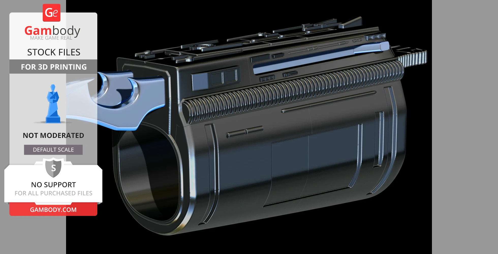 Futuristic gauntlet model with removable blades for 3D printing, detailed design, scale 1:1.