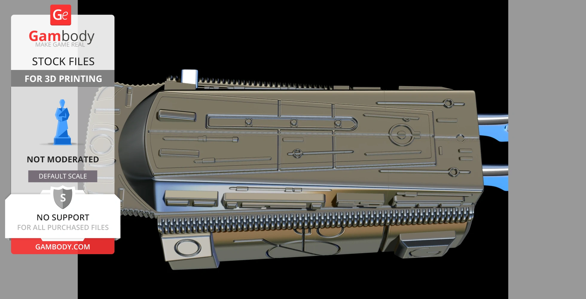 Detailed 3D model of a sci-fi gauntlet forearm with removable blades for printing.