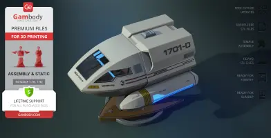 3D model of Enterprise D Shuttlecraft Type 6, detailed design for 3D printing by Gambody.