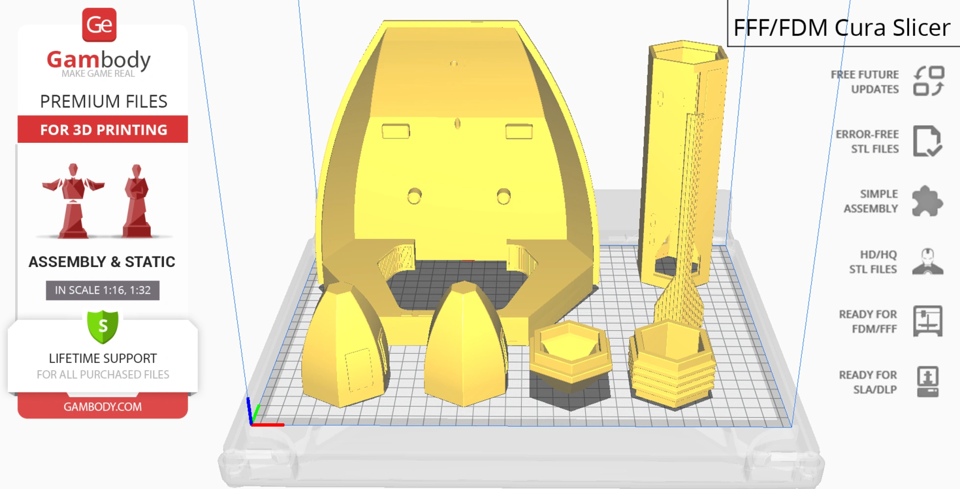 3D print layout of Enterprise D Type 6 Shuttlecraft parts on a virtual grid platform.