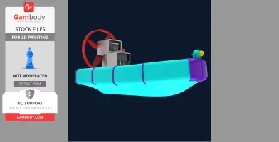 Colorful 3D printable airboat model with fan and motor components, ideal for kids and hobbyists.