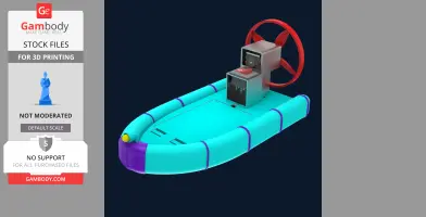 Realistic 3D printable airboat toy model with fan, designed for kids and hobbyists.