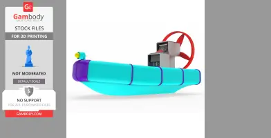 Colorful 3D printable airboat model with fan powering and sleek design for kids and hobbyists.