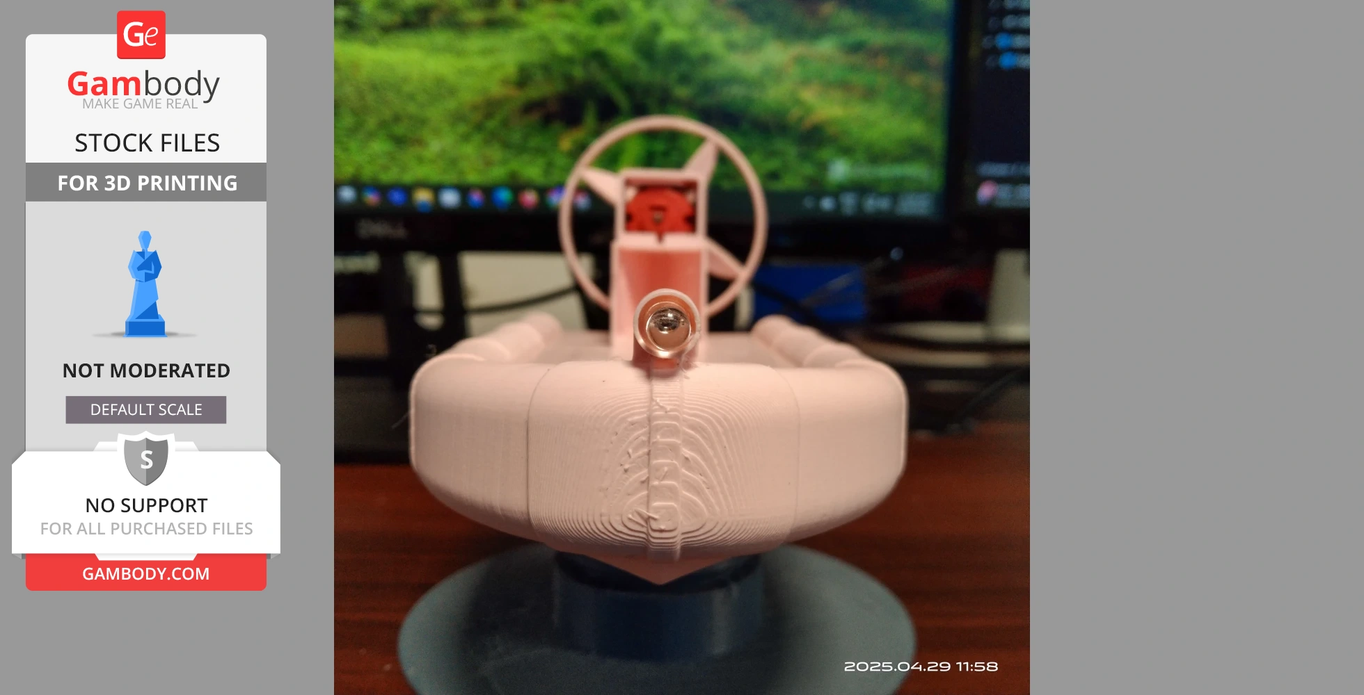 3D printed airboat toy with a fan at the back and realistic design details.