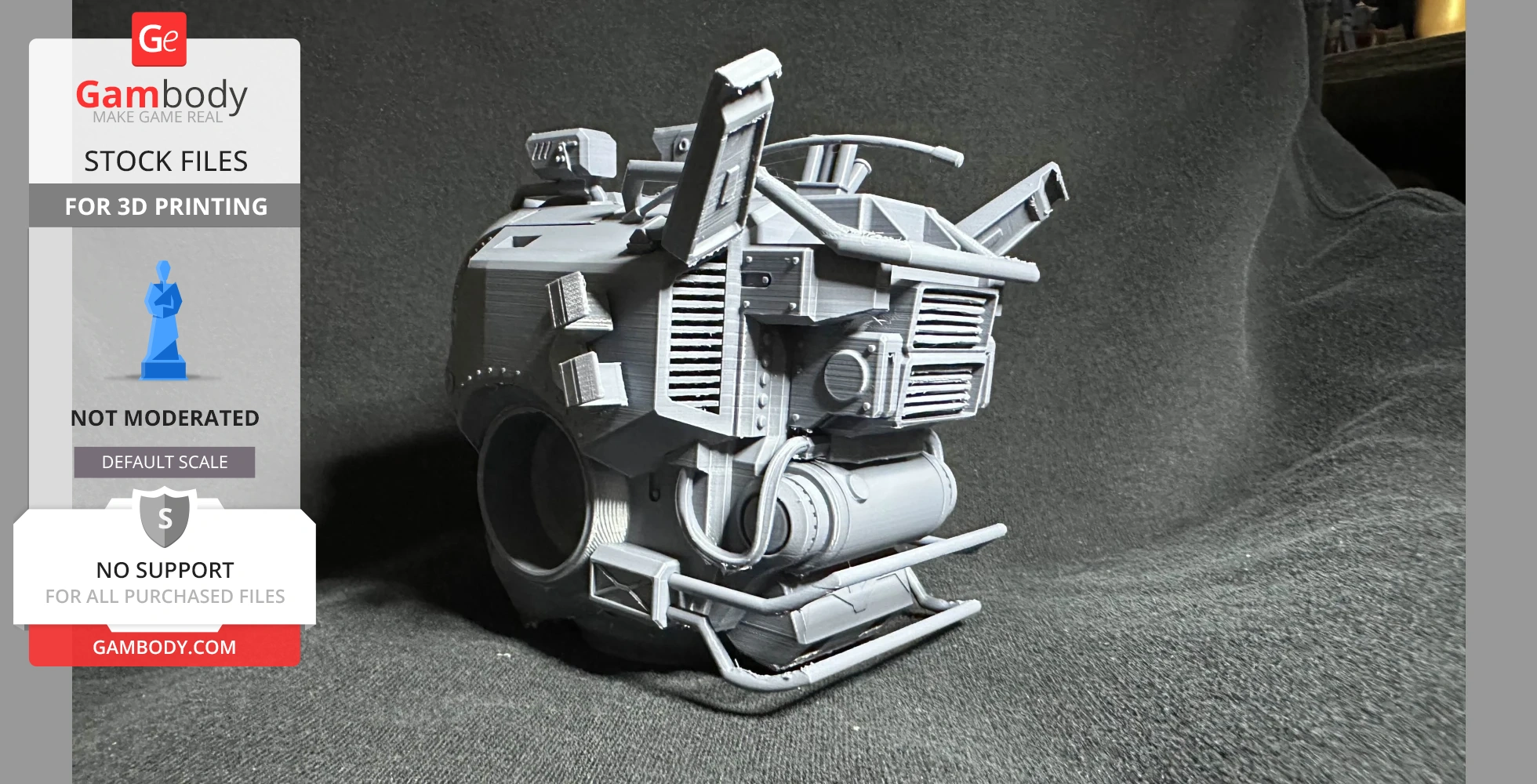 Detailed 3D model of a mechanical part from Ronin Titanfall 2, suitable for 3D printing, on a dark fabric.